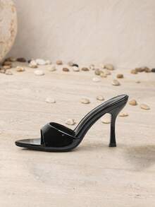 High Heel Sandals, Multi-Functional Fashion Design, Suitable For Outdoor, Summer Wear Women's Sandals, Solid Color Neutral Wedding - Black - View 5