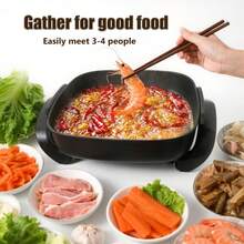Multifunctional Household Non-Stick Electric Frying Pan, Visible Glass Cover, Adjustable Temperature Control. Suitable For Frying, Frying, Frying, Steaming, Boiling, Etc. Portable And Easy To Clean, Suitable For Holidays And Christmas Gifts. - US A Type Plug(110-127V) - View 5