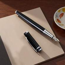 One Pen Luxury Glossy Black Metal Fountain Pen, Smooth Writing, Suitable For Calligraphy Practice, Business-Grade Gift, Suitable For Students And Teachers, Neutral Signature Pen, Replaceable Ink Cartridge - Fountain Pen - View 6