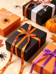 Bộ ruy băng satin Halloween 1/6 cuộn/set, ruy băng in họa tiết nhện và mạng nhện ma, hoàn hảo để gói quà, trang trí bí ngô, thắt nơ túi, làm phụ kiện tóc DIY và trang trí tiệc Halloween - Nhiều màu - Xem 6