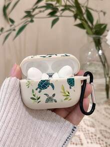 1pc Turtle Green Leaf Print Off-White Bluetooth Earphone Protective Case With Earphone Case Hook, Covers, Ocean Tropical Style Minimalist Earphone Accessory, Suitable For Daily Use And Gift-Giving In All Seasons, Birthday, Summer Holiday, Christmas Gift Choice, Compatible With Wireless Earbuds Case, Headphones, Compatible With Wireless Earbuds Pro (2nd Generation), Compatible With Wireless Earbuds 3, Compatible With Wireless Earbuds Pro, Compatible With Wireless Earbuds 1/2, Compatible With Wireless Earbuds 4 - Multicolor - View 17
