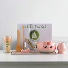 1 buah/8 buah Mangkuk Matcha Telinga Kucing Lucu, Pengocok Matcha Jepang, Mangkuk Teh Keramik, Alat Persiapan Matcha, Alat Pembuatan Makanan Penutup dan Minuman, Kotak Hadiah Jepang, Set Hadiah Liburan - MultiWarna - View 1