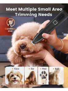 3-In-1 Pet Grooming Scissors, Low Noise Cat & Dog Hair Clipper, Battery/USB Powered, With LED Light, Multi-Function Clipper For Paws, Eyes, Ears, Face And Sensitive Areas, Wireless Pet Hair Clipper, Professional Pet Grooming Scissors - A - View 2