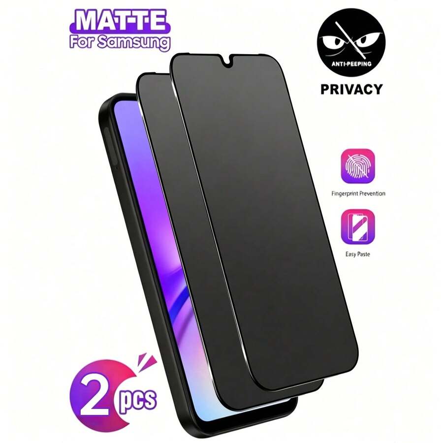 XINHONGYU 2入裝霧面防窺螢幕保護貼，適用於 Galaxy A 系列智慧型手機，相容多款機型 A07、A17、A56、A36、A26、A16、A06、A55、A35、A25、A15、A05、A05s、A54、A34、A24、A14、A04、A53、A33、A23 與 A13，抗指紋光滑塗層，易貼附無氣泡