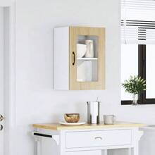 vidaXL Spülenunterschrank Kalmar Helle Eiche Khaki 80x46x81,5 cm Holzwerkstoff, Küchenunterschrank, Unterschrank für Küche, Küchenzeile, Küchenschrank - hellbraunes Khaki - Übersicht 22