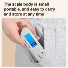 便攜式電子行李秤，LCD螢幕，50kg/10g，數位稱重工具，附背光，便攜旅行行李箱秤，電子旅行吊秤，飛機行李秤，適用於釣魚與購物 - 灰色 - 查看 4