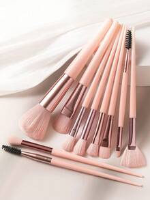 Set Kuas Makeup 7/8/9/10/11/12/13pcs, Kuas Blending Eyeshadow Rambut Sintetis Premium, Alat Kosmetik - Baby Pink - View 11