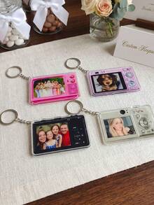 1/3/5pcs Personalized Camera Photo Keychain, Custom Picture Acrylic Keyring, Cute Memory Gift For Family, Friends, Couples, Pet Lovers, Backpack Charm - Multicolor - View 10