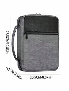 聖經書套包，刺繡字母設計，附拉鍊口袋，便攜式書籍收納袋，適用於教會、學習、旅行，送禮佳品 - 灰色 - 查看 3
