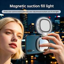 Magnetic Phone Light, Adjustable Warm/Cool /, 360° Rotatable Foldable Portable Rechargeable Selfie Live Beauty Lighting Lamp - Magnetic Type - View 7