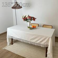 1pc Lace Tablecloth European Ins Style Luxury Rectangular Table Cloth Premium White Dining Table Cloth Coffee Table Cover, Suitable For Wedding Valentine's Day And Home Decor - White - View 12