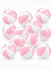 3pcs Inflatable Beach Balls (With Pink And White Stripes), Pool Accessories, Beach Balls, Party Decorations - Suitable For Summer Pool Parties, Bachelorette Parties, Birthday Gifts And Beach Activities. - Pink and White Sand Balls - View 2