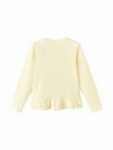 Balabala Girls' Long Sleeve T-Shirt 2026 Fall New Sweet Fashionable Tween Girl Base Layer Casual Top - Vanilla White - View 5
