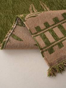 1pc Chenille Sofa Cover, Bohemian Leaf Pattern, Soft And Durable, Pet Friendly, Machine Washable, Includes Sofa Protector, Suitable For Bedroom, Living Room, Home Decor - Olive Green - View 7