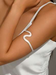 1pc Bohemian Style Oil Drip Asymmetrical Line Open Cuff Bracelet, Adjustable Size Portable Women's Fashion Personalized Arm Chain Body Chain, Daily Wear With Any Outfit, Gift For Best Friends And Family - Off-white - View 5