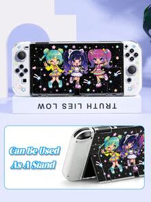 1件女孩偶像插畫圖案，適用於新 Switch 2 (2025) / Switch OLED 遊戲主機配件透明閃亮亮片保護殼，兼容 Joycon 控制器保護套，保護您心愛的遊戲主機，Switch 玩家最佳禮物 - 彩色 - 查看 11
