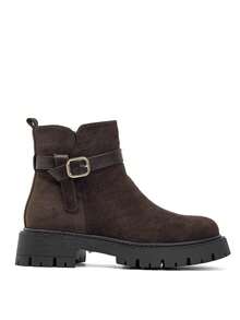 Bottines Chunky In Suédine à Épaisse Semelle Crantée – Le Style Urbain Décontracté - Brown - View 2