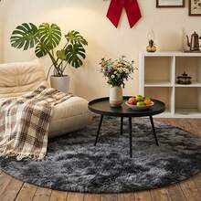 1pc Round Black & Grey Tie-Dye Decorative Rug, Love & Healing Bedroom Decor, Small Rug, Carpet, Home Decor, Living Room Rug, Living Room Small Rug, Bedroom Rug, Living Room Home Decor, Outdoor Rug, Washable Rug - Multicolor 3 - View 2