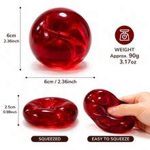 1 pieza Bola de apretar roja rubí hecha a mano, súper suave, un apretón una hendidura, textura de cristal rojo profundo, juguete antiestrés, regalo exquisito, regalo festivo, regalo de Navidad - Multicolor - Ver 9