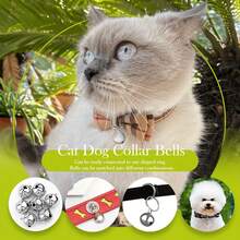 2pcs Dog And Cat Collars With Round Metal Pet Bells - The Ideal Choice For Training And Pet Additions - Silver - View 5