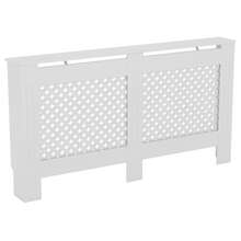 Home Discount Vida Designs Oxford White Radiator Cover Heat Protection Adjustable Cross Pattern Design With Wooden Shelf Top Display Hallway MDF Cabinet Easy To Install - White - View 10