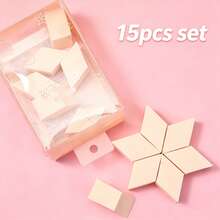Miniso 15入三角楔形化妝海綿套組 便攜一次性底妝化妝海綿 附收納盒 - 隨機的 - 查看 1