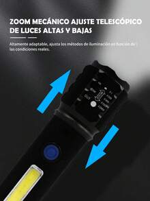 6 Pieces Strong Light LED Flashlight, Multifunctional Portable LED Outdoor Flashlight, With Lithium Battery And High Strength Material, 3 Modes, Multifunctional Zoom Telescopic Light Type-C For Outdoor Use, Suitable For Outdoor Use, Home, Hiking, Cycling, Fishing, Car, Emergency Lighting. - 6 buah - View 3