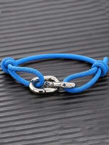 1 buah/2 buah Gelang Tali Anyaman Tangan yang Dapat Diatur, Gesper Tapal Kuda Perak Ganda, Gelang Tali Nilon, Gelang Tangan Minimalis Kasual Serbaguna Unisex - Gelang gesper dua lapis - View 14