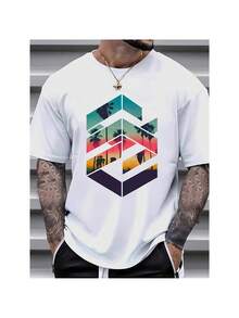 Cotton Short Sleeve T-Shirt [Summer Short Sleeve Printed Tee] Men's Summer Short Sleeve Printed T-Shirt - 白色 - 查看 1