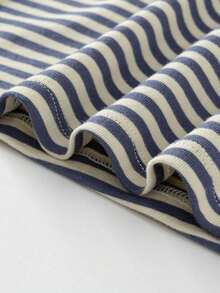 mini bala Kids Cotton Striped Brushed Soft Long Sleeve T-Shirt Cute Style Comfy Base Top 2026 Autumn New Arrival - White and Blue - View 8