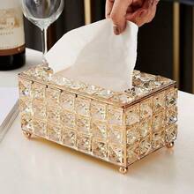 1 Modern Metal Crystal Tissue Box - Elegant Tissue Organizer, High-End Luxury Metal Tissue Holder, For Bathroom, Living Room, Bedroom, Can Be Used As Home Decor, Living Room Dining Table Desktop Tissue Box, Perfect Gift - Multicolor - View 4