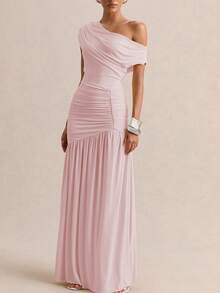Elegante y romántico atuendo de vacaciones, vestido de verano ajustado para mujer con escote cruzado y adornos amarillos, vestido de fiesta de cumpleaños, vestido de graduación, vestido de invitada de boda, reunión de ocasión especial - Rosa - Ver 6