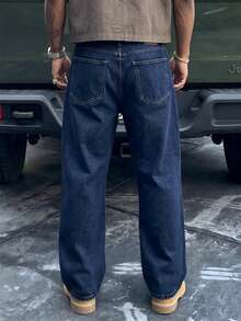 Men's Street Casual Dark Loose Fit Denim Jeans - Dark Wash - View 5