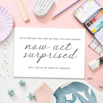 1 st "Will You Be My Maid Of Honor?"-brudtarskort, brudtarsförfrågningskort till bröllop, överraskningskort för bröllopsförfrågan, perfekt kreativ produkt, presentkort, jul