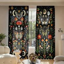 Set 2 Buah Tirai Bermotif Jamur dan Tanaman Bulan, Cocok untuk Dapur, Ruang Tamu, Kamar Tidur, Ruang Belajar, dan Lemari. - Aneka warna 1 - View 5