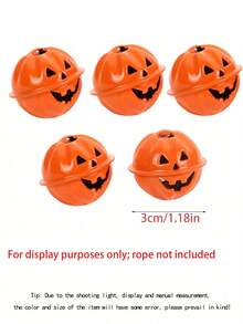 5pcs Metal Halloween Pumpkin Bells - Handmade Bell Hanging Decor, Orange & Black Jack-O'-Lantern Design, Suitable For DIY Crafts, Pet Collars, Home Party Decoration, Keychain Accessories, Ghost Party Accessories, Halloween, Thanksgiving, Harvest Festival Gift Pendants - Multiple Styles - View 13
