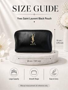 YSL Libre Black Makeup Bag 20*10cm, Glossy Leather With Gold Logo, Smooth Zipper, Large Capacity, Perfect For Travel And Makeup Storage, Ideal As A Gift. - Black - View 11