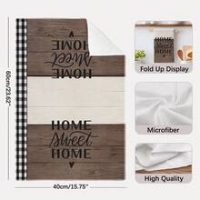 2件組「Sweet Home」標語蝴蝶印花超細纖維廚房毛巾，復古風 40*60cm 長方形抹布、桌布、手巾，廚房裝飾、居家浴室裝飾，鄰居喬遷禮物，廚房餐巾與抹布，家居裝飾 - 淺灰色 - 查看 4