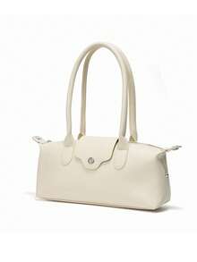 Dedoo Bolso de mano mini clásico de nailon con bloques de color, estilo minimalista versátil, bolso bandolera tipo shell con correa larga para hombro, moda primavera/verano - Beis - Ver 6