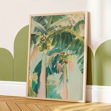 1 Stück moderne tropische Palmenbaum Wandkunst Muster Grün & Gold rahmenloses Leinwand Poster mit Minze Minze Pastellrosa Beige Türkis Farben,Wohnzimmer Dekoration Bilder für Wohnzimmer Dekoration Poster Heimdekoration rahmenlos - A - Übersicht 6