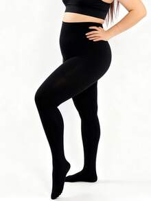Women's Autumn/Winter Black Lightweight Soft Leggings/Pantyhose, Fashionable High Elasticity Waist & Abdomen Shaping Skinny Tights, Suitable For Business, Office, And Casual Wear - Black - View 3