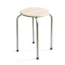 Banqueta redonda Zylx Shopping em metal e madeira | Assento de 30 cm e altura de 45 cm - Madeira clara - Ver 1