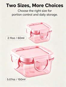 6pcs Macaron Color Double-Lock Transparent Mini Storage Boxes, 60ml/150ml PP Sealed Dust-Proof Fresh-Keeping Containers, Cute Portable Square Small Jars, Suitable For Travel Snacks Nuts Seasoning Storage - Multicolor - View 3