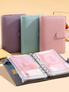 Macaron Color A6 6-Ring Budget Planner Set, Cash Envelope Savings System Notebook, Includes Divider Pages, Stickers And Budget Sheets, Monthly Expense Tracking Organizer, Women's Home Gift Stationery, Back To School - Purple - View 3