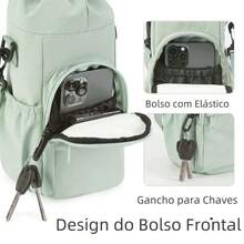 Bolsa Transversal Multifuncional Para Garrafa de Água Para Celular Chaveiro Viagem Com Alça De Ombro Ajustável CYC90718# - Preto - Visão 5