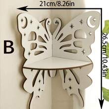 1pc Butterfly Crystal Shelf - Wall-Mounted Corner Shelf, Bedroom Crystal Display Rack, Bohemian Style Cute Bathroom, Kitchen, Office, Living Room Decor Gift Wall Shelf, Wooden Butterfly Hollow Crystal Storage Rack, Minimalist Home Wall Decoration - Multicolor - View 13