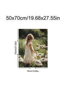 1pc Goose Girl Prints, Rustic Farmhouse Moody Girl With Ducks Painting,Shepherdess Lamb Art, Ideal Gift,Suitable For Bedroom,Living Room,Office,Wall Arts,Wall Decor,Home Decor,Room Decor,Canvas Wall Art,Posters, Wall Art With Frame, Optional Frame ﻿ - 1PCS - View 28