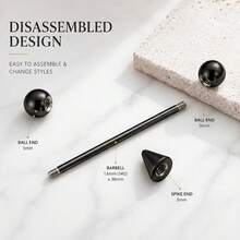 5Pcs 14G Industrial Barbell Cartilage Earring 38mm Body Piercing Jewelry For Women With 6Pcs Replacement Spikes - Light Ball - View 2