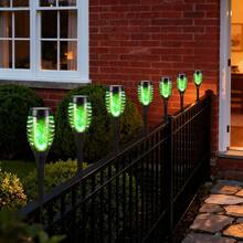 POSE UP 6pcs Solar Flame Light Strip, IP44 Waterproof Outdoor Solar LED Fence Deck Lights, Flickering Warm Flame Effect, With Switch Control, Wireless Landscape Lighting, Suitable For Yard Lawn Path Stairs Driveway Garden Patio Holiday Halloween Decoration - Multicolor - View 7