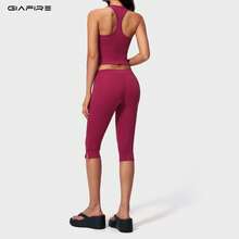 2026新款 GIAFIRE 女款2件式瑜伽套裝,緊身快乾高腰提臀收腹刷毛寬腿褲,適用皮拉提斯、跑步、健身、戶外休閒舒適運動 - 玫瑰紅 - 查看 4